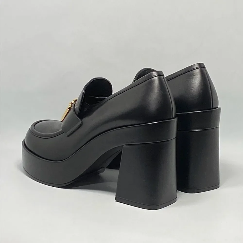 Versace Logo Leather Platform Pumps size 40 - Picture 6 of 13